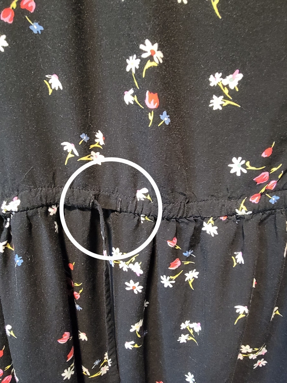 LOFT Floral Mini Dress Size Small | Black Long Sleeve Tie Waist - Picture 4 of 5